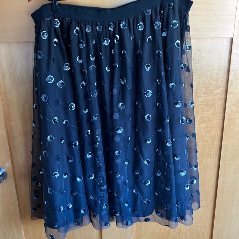 Ann Taylor Black A-Line Skirt with Sequin Accents